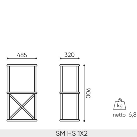 Dimensions Saar Hang étagère 1x2.