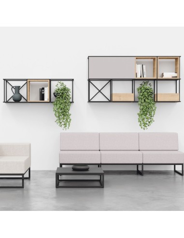 Étagère murale Saar Hang 3x1 design industriel pour salle d'attente en Suisse.