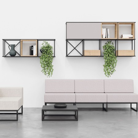 Étagère murale Saar Hang 3x1 design industriel pour salle d'attente en Suisse.