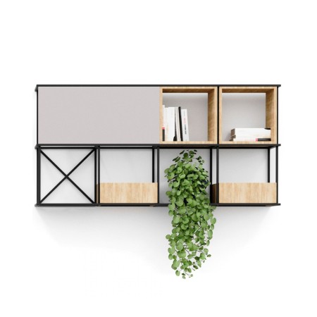 Étagère murale métal et modules bois Saar Hang SM HS 4x2.
