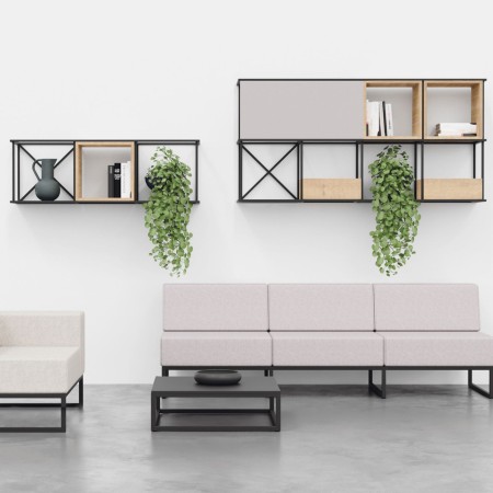 Étagère murale métal et modules bois Saar Hang SM HS 4x2. 2