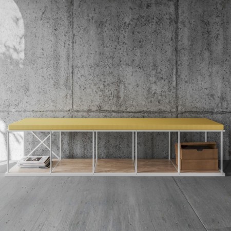 Banc modulaire Saar:Modules en acier avec rangement bas et assise. 2