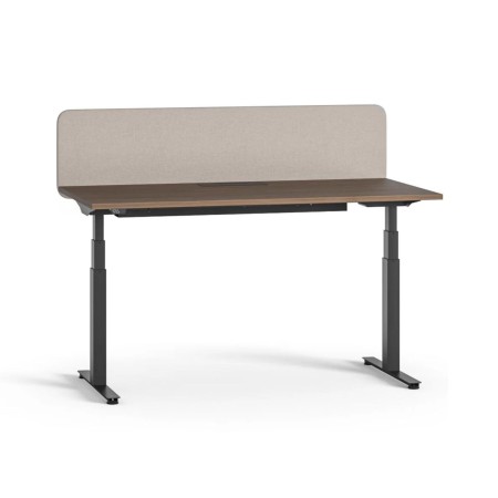 Bureau assis-debout électrique Q-ACTIVE avec plateau et commande.