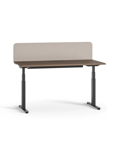 Bureau assis-debout électrique Q-ACTIVE avec plateau et commande.