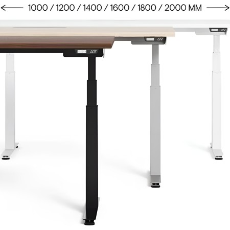 Bureaux réglables Q-ACTIVE disponibles de 1000 à 2000 mm de largeur.