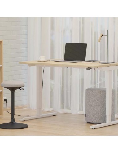 Bureau EASY réglable avec tabouret SWAY et pouf GIRO en home office