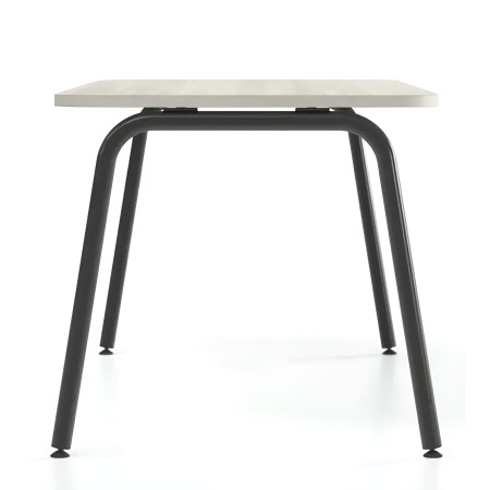 Bureau moderne avec pieds arrondis noirs et plateau bois clair ROUND.