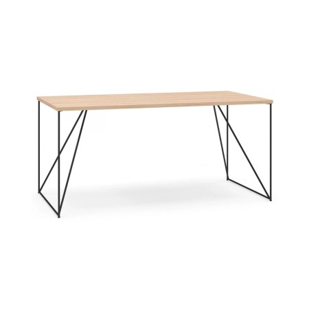 Bureau bois clair avec piètement métallique noir en structure filaire géométrique AIR.