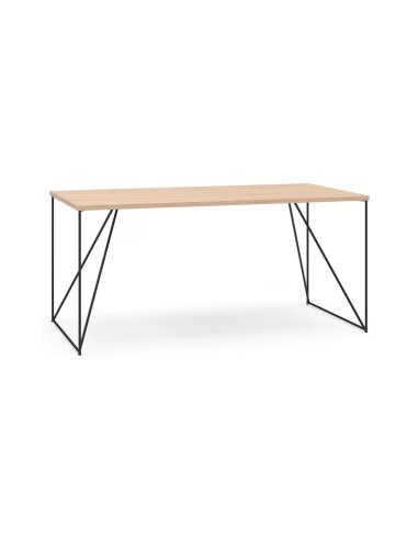 Bureau bois clair avec piètement métallique noir en structure filaire géométrique AIR.