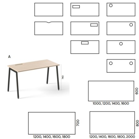 Dimensions bureau individuel Nova A.