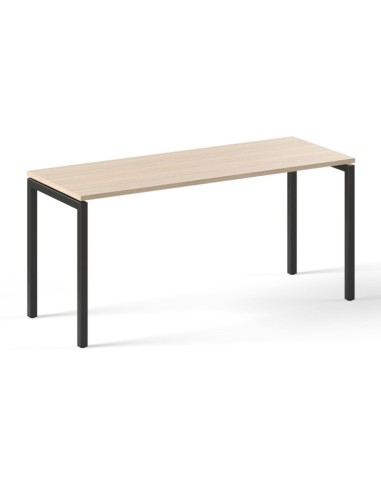 Bureau droit bois clair sans passe-câble avec piétement noir en U fermé Nova U.