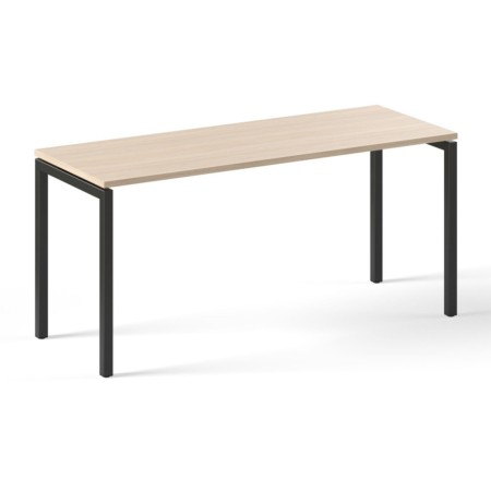 Bureau droit bois clair sans passe-câble avec piétement noir en U fermé Nova U.