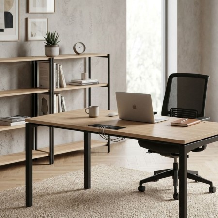 Bureau NOVA U avec piètement en U et plateau effet bois. 2