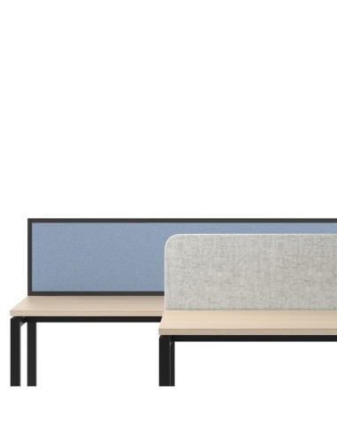 Bureau avec cloisons de protection sonore Nova U pieds en métal.