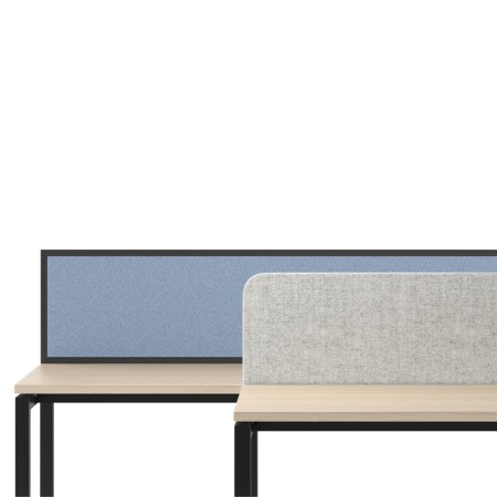 Bureau avec cloisons de protection sonore Nova U pieds en métal.