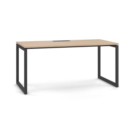 Bureau NOVA O avec plateau bois clair et piètement métal noir.