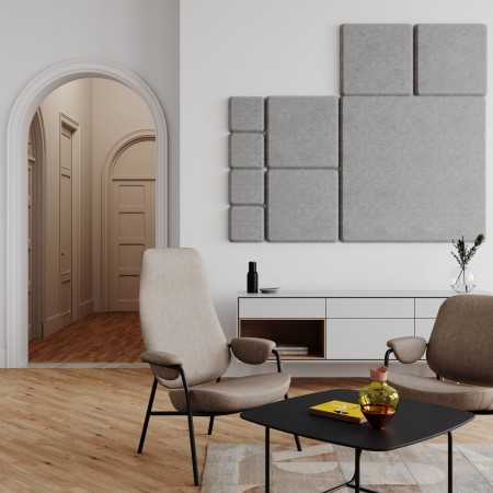Panneaux acoustiques muraux en espace salon - Silent Block:wall