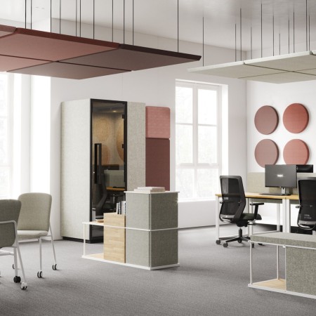 Panneaux acoustiques muraux en open space moderne - Silent Block:wall