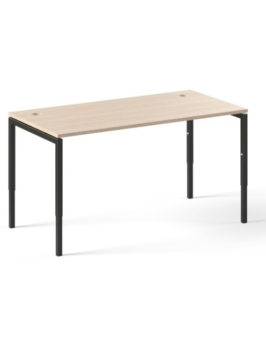 Bureau réglable avec plateau bois clair et structure noire avec obturateur Nova H.