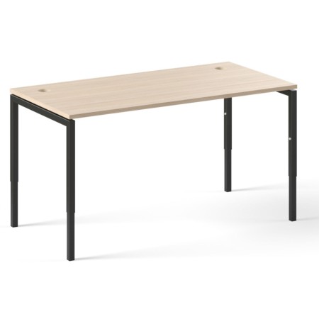 Bureau réglable avec plateau bois clair et structure noire avec obturateur Nova H.