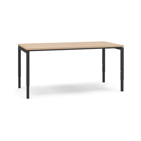 Bureau réglable en hauteur NOVA H avec plateau bois et pieds métal noir.