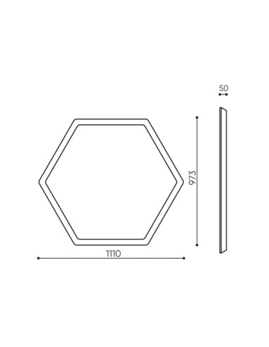 Dimensions panneau acoustique hexagonal vue technique - Silent Block:wall
