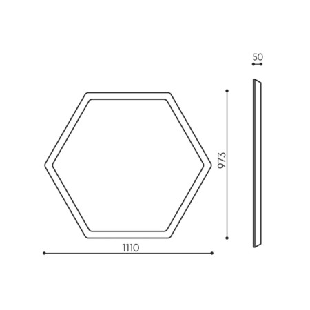 Dimensions panneau acoustique hexagonal vue technique - Silent Block:wall