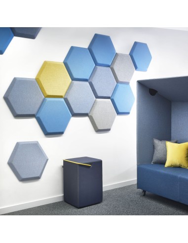 Panneaux acoustiques muraux hexagonaux en open space - Silent Block:wall