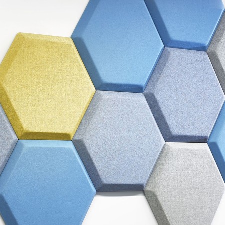 Détail panneaux acoustiques hexagonaux assemblage mural - Silent Block:wall
