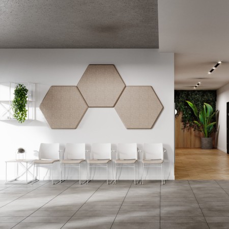 Panneaux muraux acoustiques hexagonaux en espace accueil - Silent Block:wall