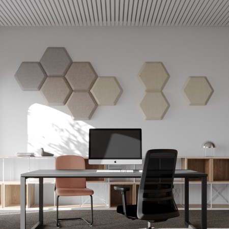 Panneaux acoustiques muraux hexagonaux en bureau design - Silent Block:wall