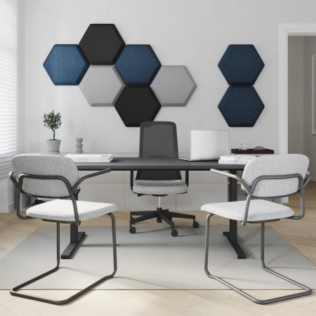 Panneaux acoustiques muraux hexagonaux en salle réunion - Silent Block:wall