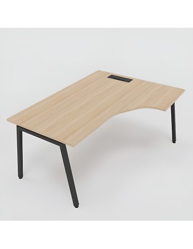 Bureau d'angle avec pieds en métal noir design A Nova avec rangement de câbles.