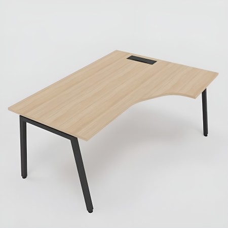 Bureau d'angle avec pieds en métal noir design A Nova avec rangement de câbles.