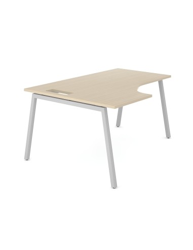 Poste de travail d'angle avec aspect bois et pieds en métal Nova A.