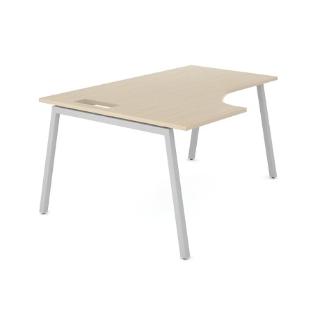 Poste de travail d'angle avec aspect bois et pieds en métal Nova A.