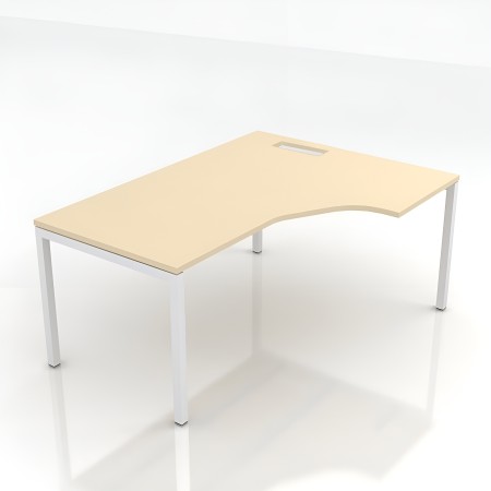 Bureau d'angle droite avec pieds en métal blanc et plateau bois clair Nova U.