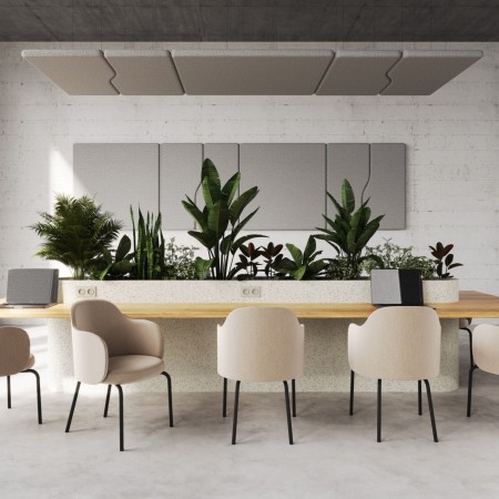 Panneau acoustique suspendu forme trapèze gris - Flos Sky 2