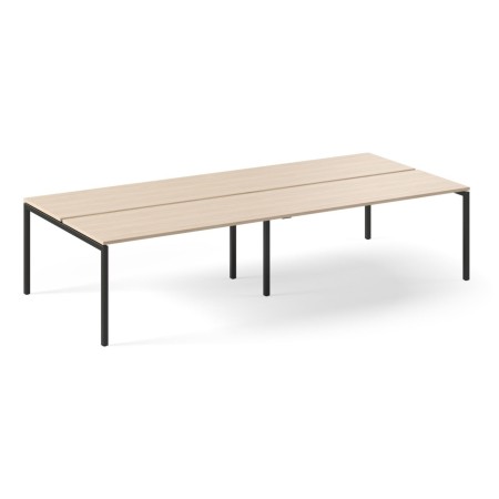 Bureau bench 6 places en bois clair avec structure en métal noir Nova U.