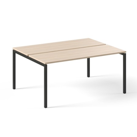 Bureau bench bois clair deux places avec structure en métal noir Nova U.
