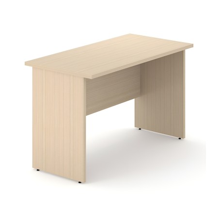 Petit bureau droit Optima Plus en bois clair profondeur 600 avec structure panneau et voile de fond.