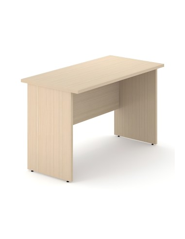 Petit bureau droit Optima Plus en bois clair profondeur 600 avec structure panneau et voile de fond.