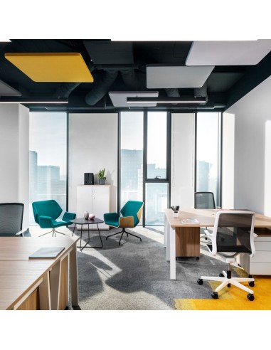 Panneaux acoustiques suspendus colorés en bureau - Selva Sky