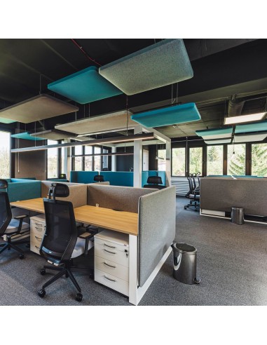 Panneaux acoustiques plafond avec zones de travail modulaires - Selva Sky