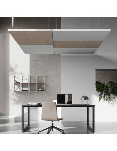 Panneaux acoustiques suspendus en espace bureau design - Selva Sky