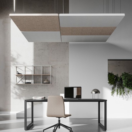 Panneaux acoustiques suspendus en espace bureau design - Selva Sky