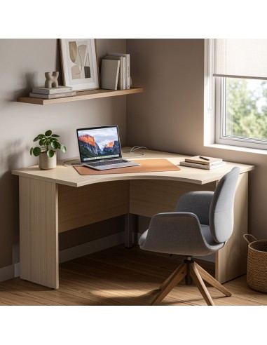 Bureau d’angle compact Optima Plus dans un espace de travail professionnel à Lausanne.