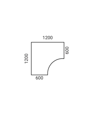 Dimensions Optima Plus bureau d'angle compact.