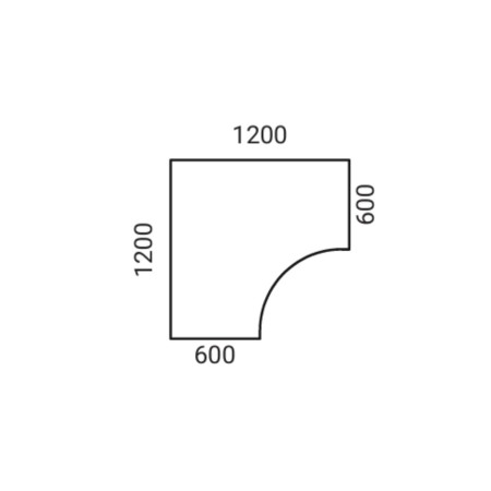 Dimensions Optima Plus bureau d'angle compact.