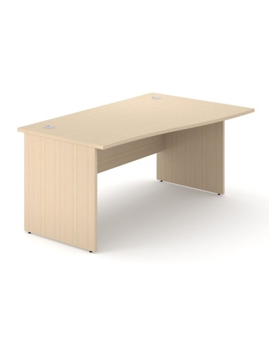 Bureau vague bois clair avec voile de fond et passages de câbles intégrés Optima Plus.